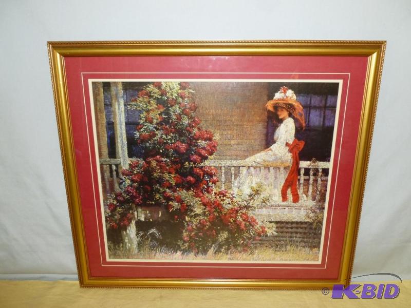 Beautiful large wood framed and double matted...