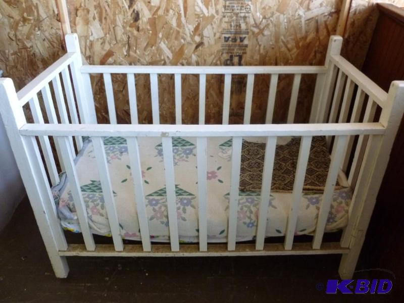 Vintage wooden doll crib....