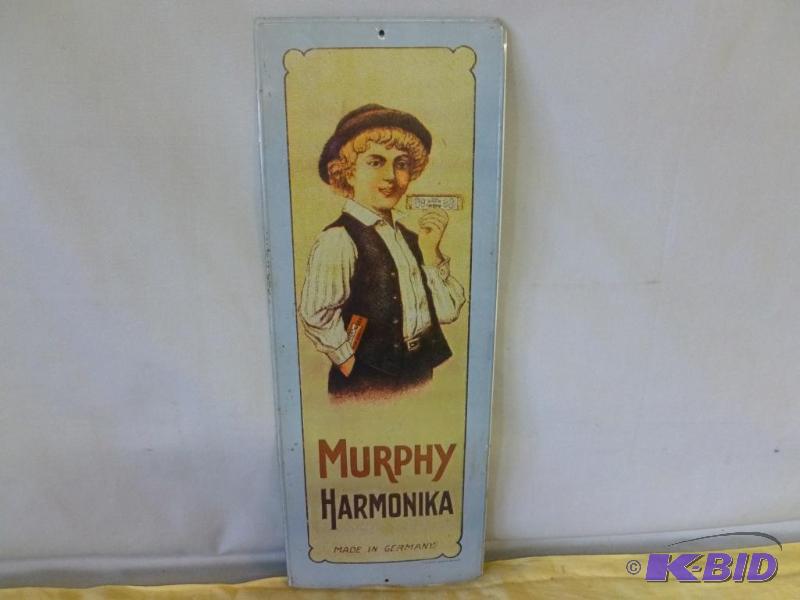 Vintage 1974 Murphy Harmonica metal sign that...