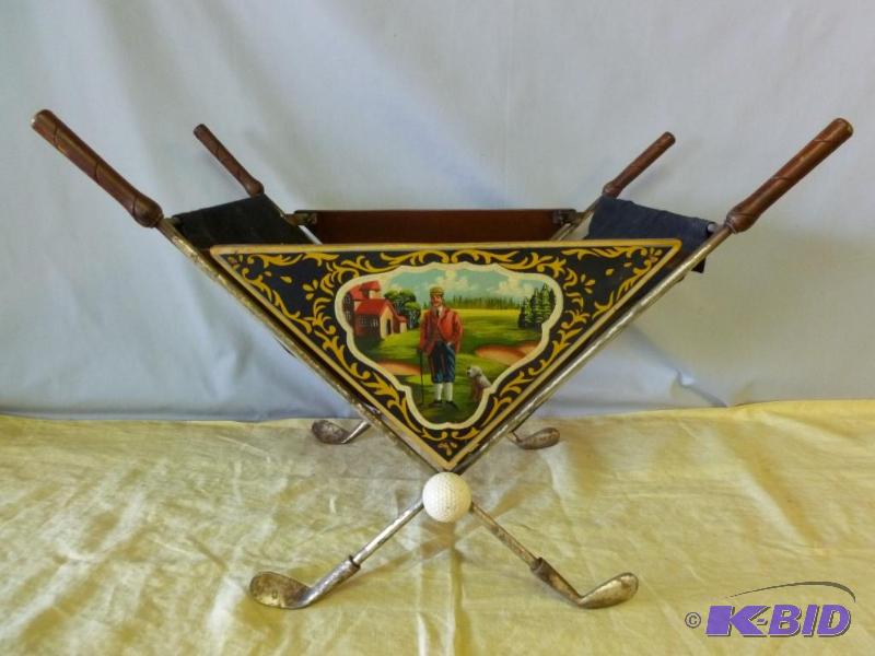 Vintage hand painted golf themed newspaper ho...