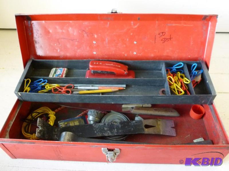 Nice metal tool box with some tools and garag...