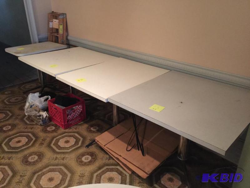 Laminated tables, 2 are 35.5 square, 1 is 29....
