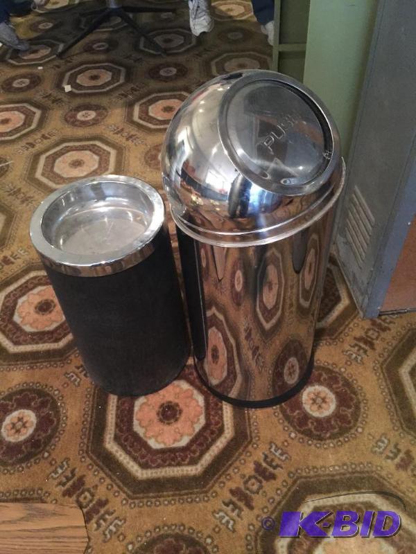 Steel trash can and floor ash tray...