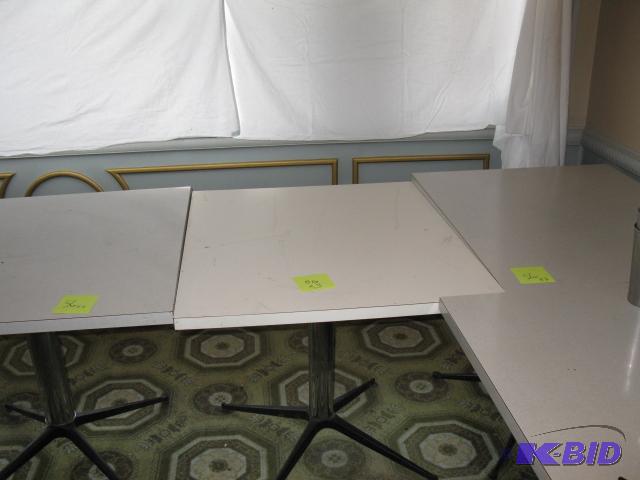 Laminated tables x3, 35.5 inches square...