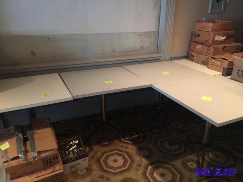 Tables x4, 3 at 35.5 x 35.5, 1 at 29.5x35.5...
