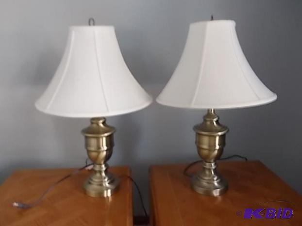 2 Brushed Brass Finish Lamps 26 Inches Tall...
