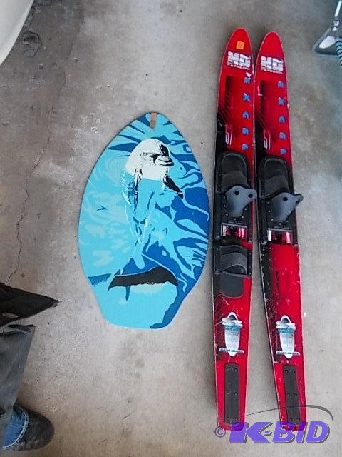 Pair Water Skis &amp Boogie Board...