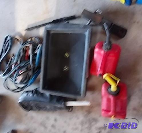 2-Gas Cans, Jumper Cables, Oil Drain Pan, Rec...