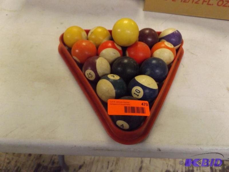 older pool balls and rack...