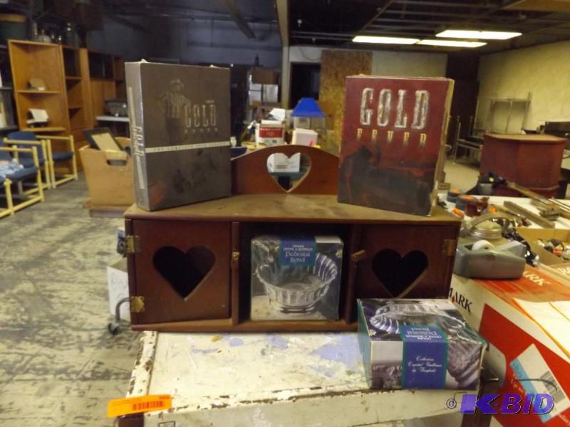 heart display shelf, Gold Fever box sets, cry...