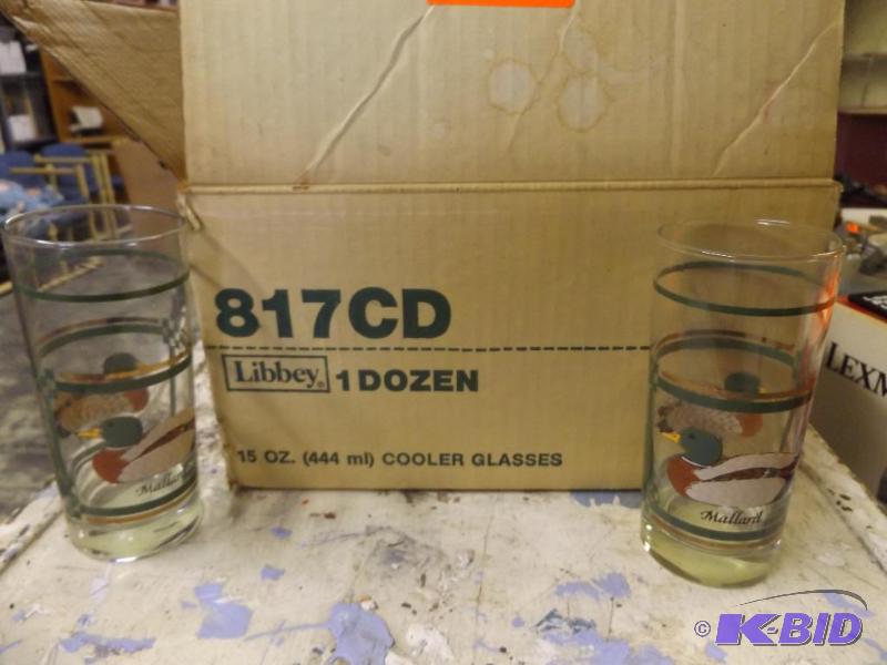 12 drinking glasses, mallard duck theme....