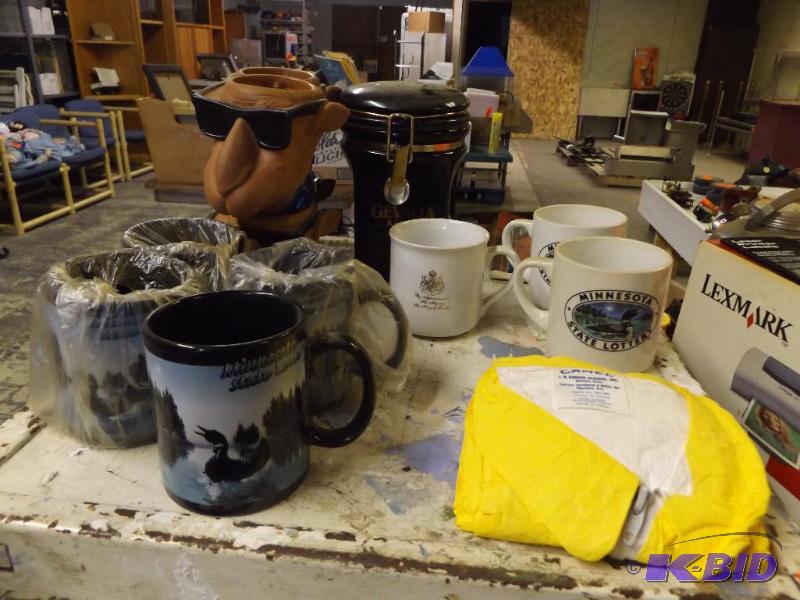 coffee mugs, rain suit, Camel can cozies, car...
