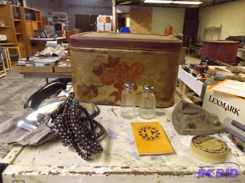 Dominion Fold-Away Iron, metal storage box, s...