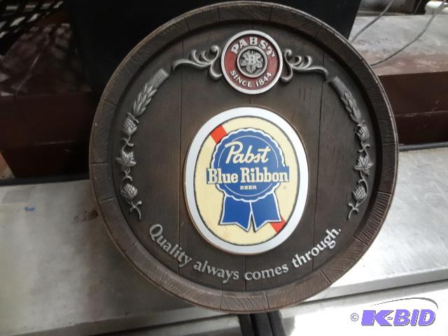 lot 10 image: Pabst blue ribbon. wall hanging sign. 15 x 6...