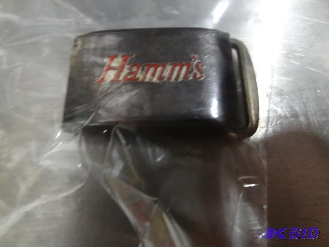 lot 102 image: Hamms beer belt buckle...