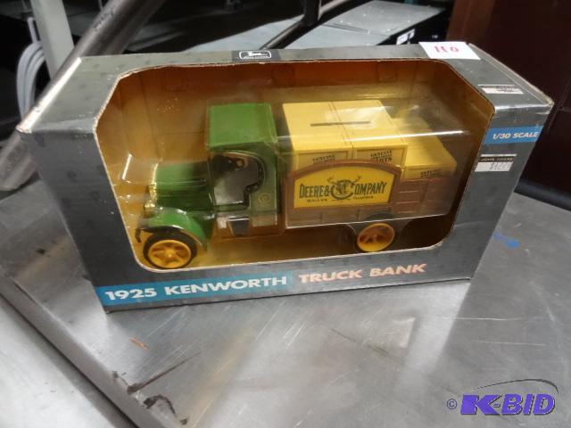 lot 110 image: 1925 Kenworth truck bank. 130, Deere and com...