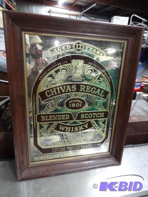 lot 17 image: Chivas regal Whiskey wall hanging mirror. 24 ...