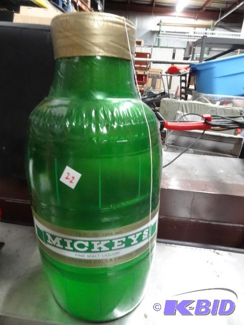 lot 22 image: Mickeys blow up beer bottle. Hangs from ceili...