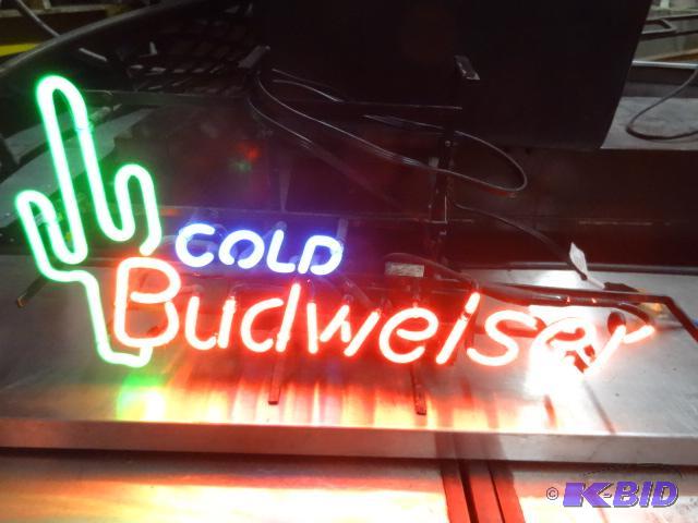 lot 32 image: 14231 Stunning 3 color Budweiser neon with ca...