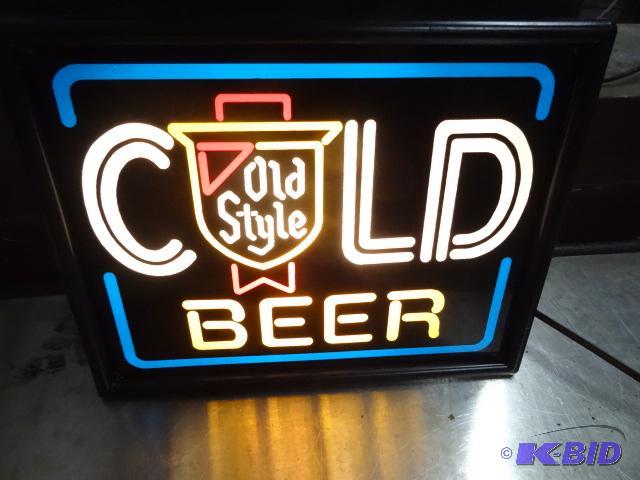 lot 38 image: Old Style cold beer Neo Neon lighted sign. 11...