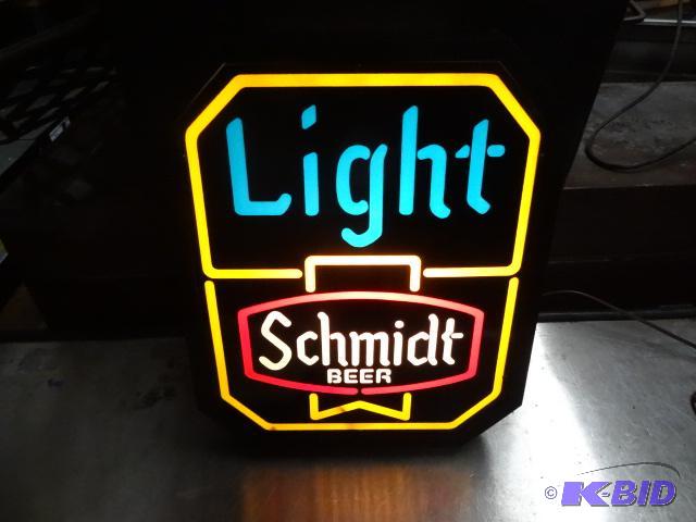 lot 40 image: Scmidt beer Neo neon lighted sign. 16 x 13. A...