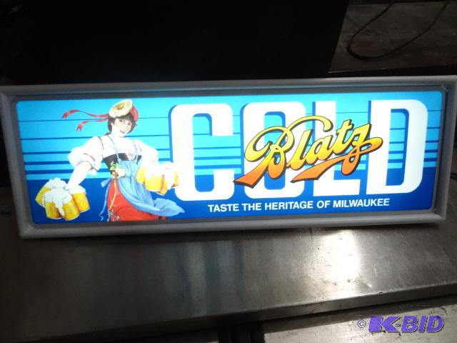 lot 48 image: Blatz lighted beer sign. 10 x 30. NIB...