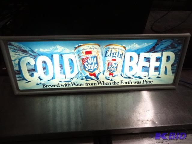 lot 49 image: Old style lighted sign. 10 x 30. NIB...