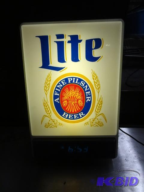 lot 7 image: Miller lite lighted digital clock. 12 x 19...