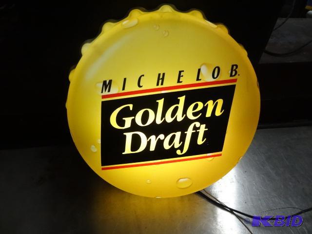 lot 70 image: Michelob Golden Lighted bottle cap sign...