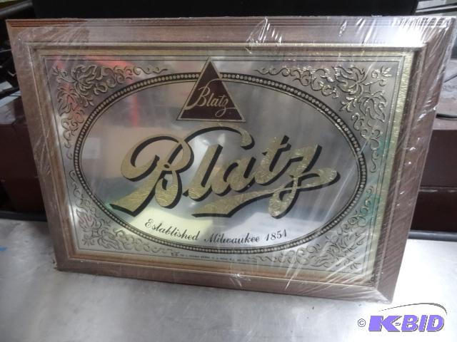 lot 75 image: Blatz mirror. 20 x 14...