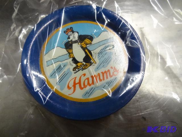 lot 85 image: Group of 6 Hamms beer metal coasters. Bear pl...