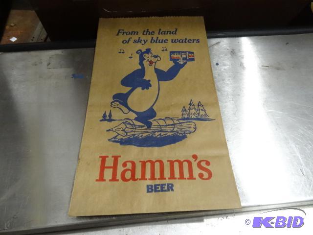 lot 92 image: Hamms beer paper bag...
