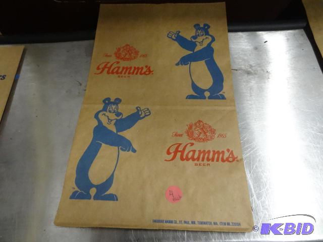 lot 93 image: Hamms beer paper bag...