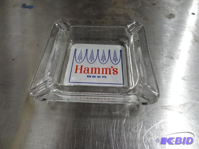 lot 99 image: Hamms crown logo clear glass ashtray...