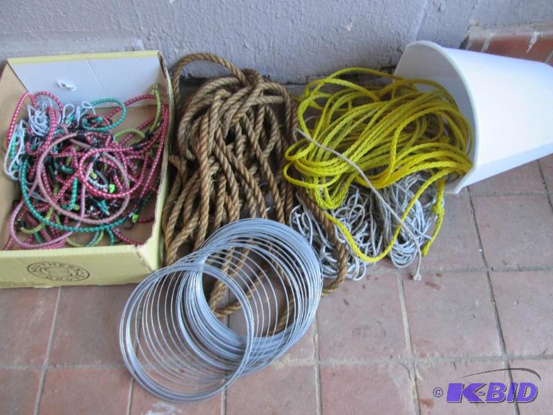lot 160 image: Lot of rope, wire, bungees and more...
