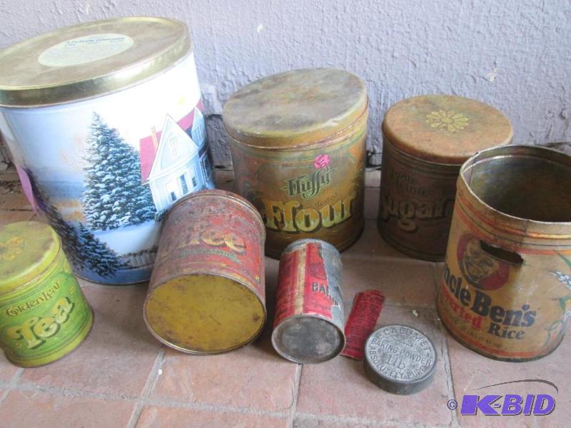 lot 167 image: Lot of assorted vintage tins, all stack toget...