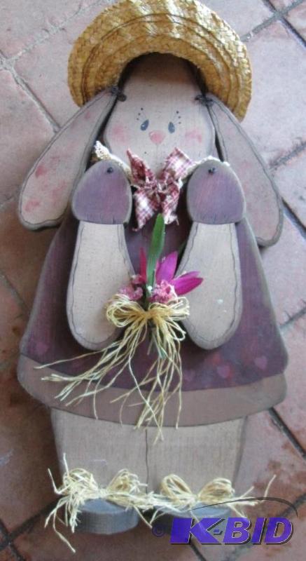 lot 20 image: Cute wood cut out bunny, 20 inches tall...