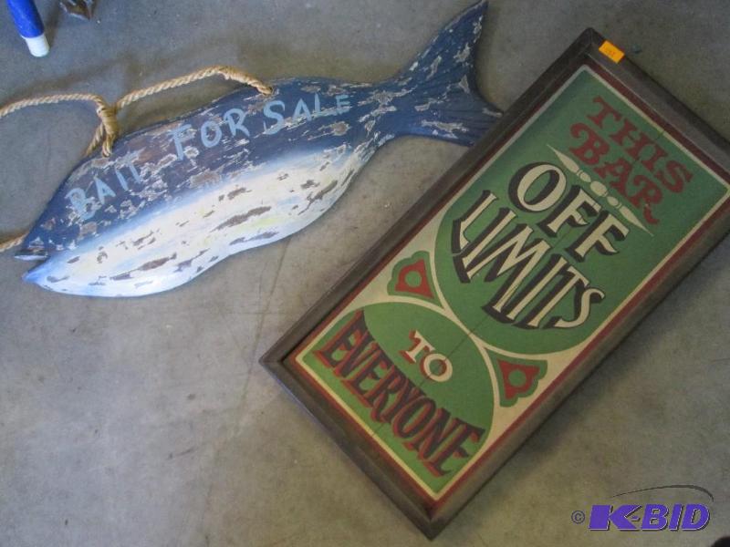lot 213 image: Bar and bait for sale sign...