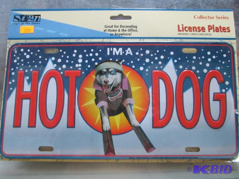 lot 228 image: Hot dog license plate...