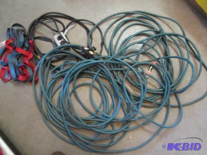 lot 230 image: 2 binding straps and 2 cords wired with ac pl...
