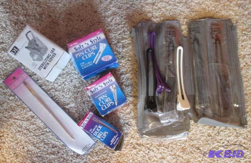 lot 275 image: pin curl clips, duck bill clips, sterilizing ...