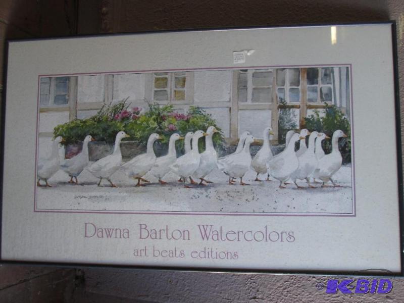 lot 34 image: Geese watercolor print by Dawna Barton 21 x 3...