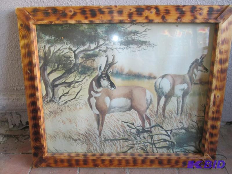 lot 39 image: Animal scene in nicely colored wood frame 20 ...