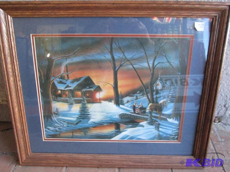 lot 4 image: Framed winter scene print by Iverson 18 x 22 ...