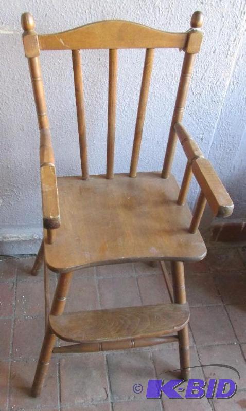 lot 75 image: All wood high chair...