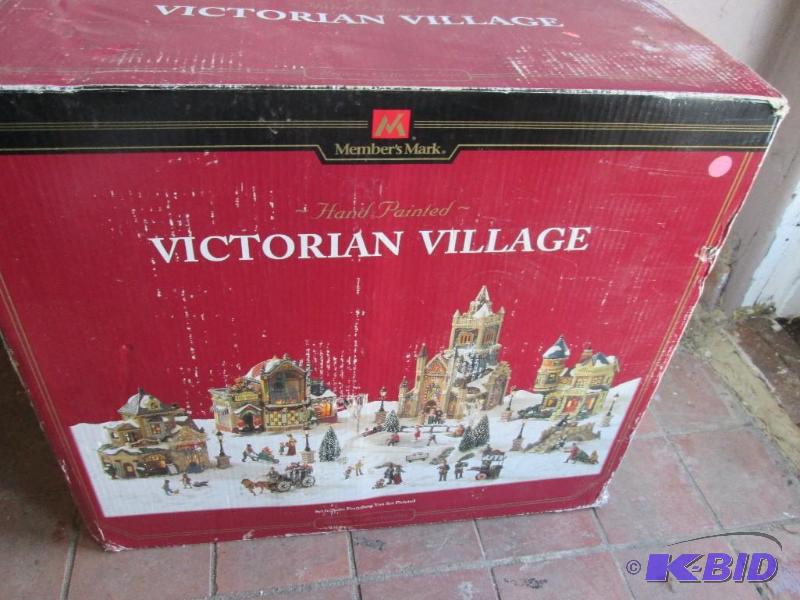 lot 83 image: Hand painted Victorian Village in original bo...