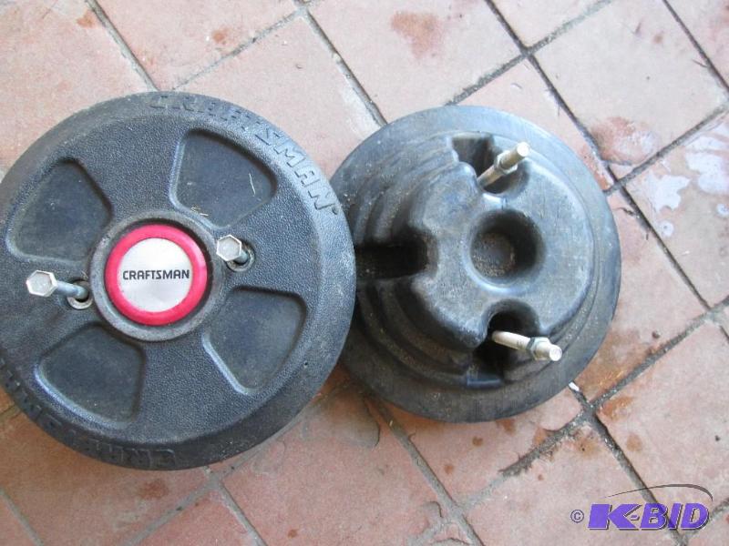 lot 86 image: Pair of Craftsman weighted bases with bolts...