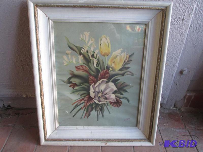 lot 9 image: Floral print by DeJonge 22 x 26 inches...