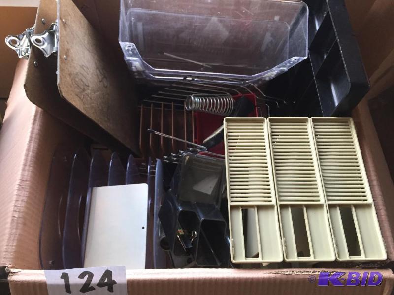 lot 124 image: Box of misc. office desk accessories includin...