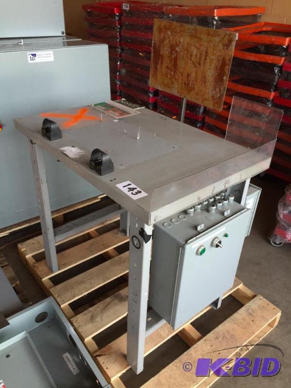 lot 143 image: Metal shop  work table with electrical cabin...